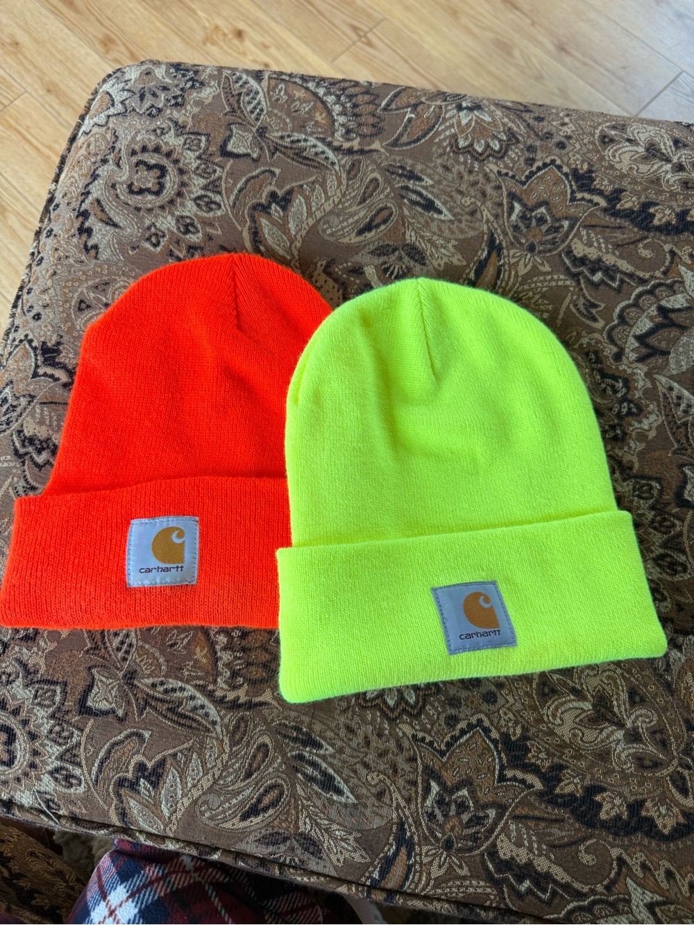 Carhartt Unisex Neon Beanie Duo - Orange & Lime